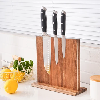 Acacia Wood Magnetic Knife Block 1