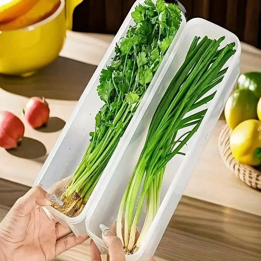 1/2/4PCS Fresh Box Refrigerator Storage Boxes Scallions Food Container with Lid Cold Crisper Sealed Kitchen Fresh Fruit Fridge O 5