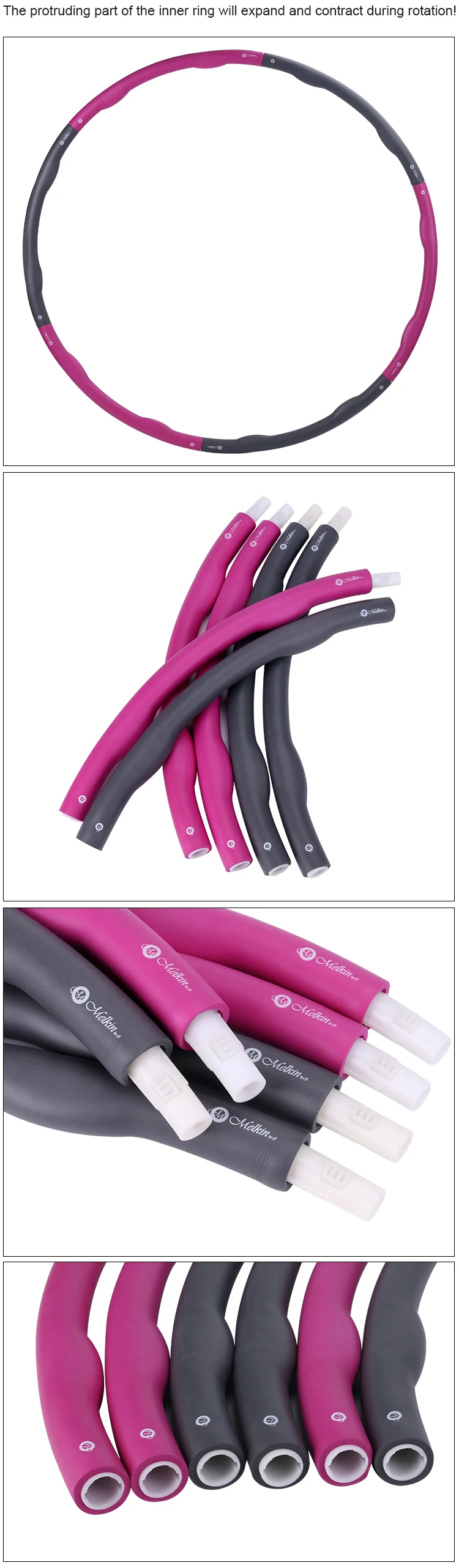 High Quality Colorful Adjustable Weight Flexible Home Gym Body Training Detachable Hula Ring and Hoop for Adults and Kids