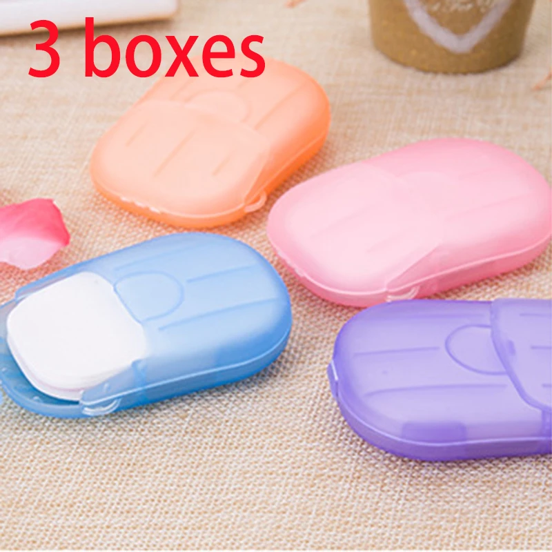 3 Boxes 60Pcs/20Pcs Disposable Soap Paper Clean Scented Slice Foaming Box Mini Paper Soap For Outdoor Travel Use Cleaning Paper portable 20pcs set soap tablets storage box mini hand washing soap paper outdoor business trip travel disposable