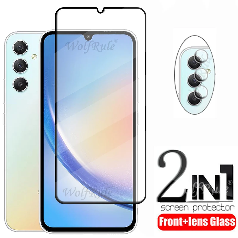 2-In-1 Per Samsung Galaxy A34 5G Vetro Per Samsung A34 5G A04 A04E A13 A04S A14 Protezione Dello Schermo Per Samsung A34 5G Lente Di Vetro