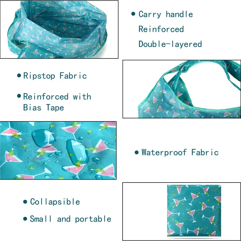 Big Size Thick Nylon Large Tote ECO Reusable Polyester Portable Shoulder Women's Handbags Folding Pouch Shopping Bags Foldable