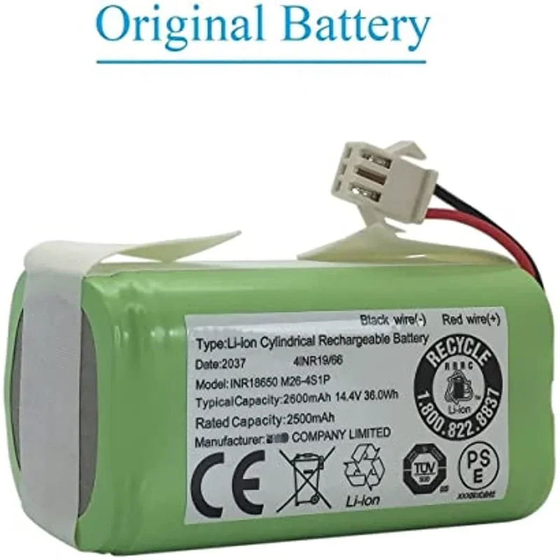 14.4V 2600mAh Replacement Battery for Conga 990 1090 Tesvor X500 Ecovacs Deebot N79 N79S DN622 Eufy RoboVac 11 11S RoboVac 30