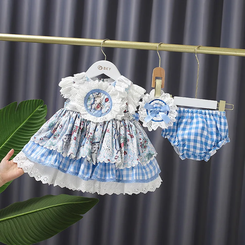 Children Spanish Dresses for Baby Girl Boutique Clothes Toddler Rabbit