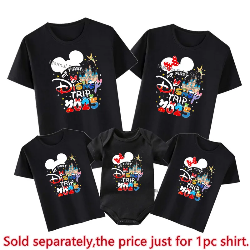 My First Disney Trip 2025 Family Matching Shirts Funny Look Father Mother Kids Tshirts Tops Matching Disney Vacation Outfits 4