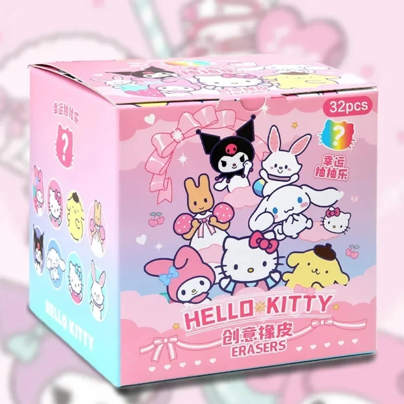 Sanrio Cartoon Eraser Rubber 32pcs Kawaii Students Stationery Kuromi Hello Kitty 3D Eraser Clean Tools School Children Gifts pencil eraser