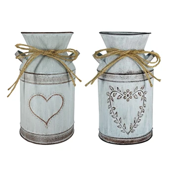Composizioni floreali decorazione della casa fiori artificiali retrò vasi in metallo Shabby Chic Garden Style Jug Wedding Craft 1