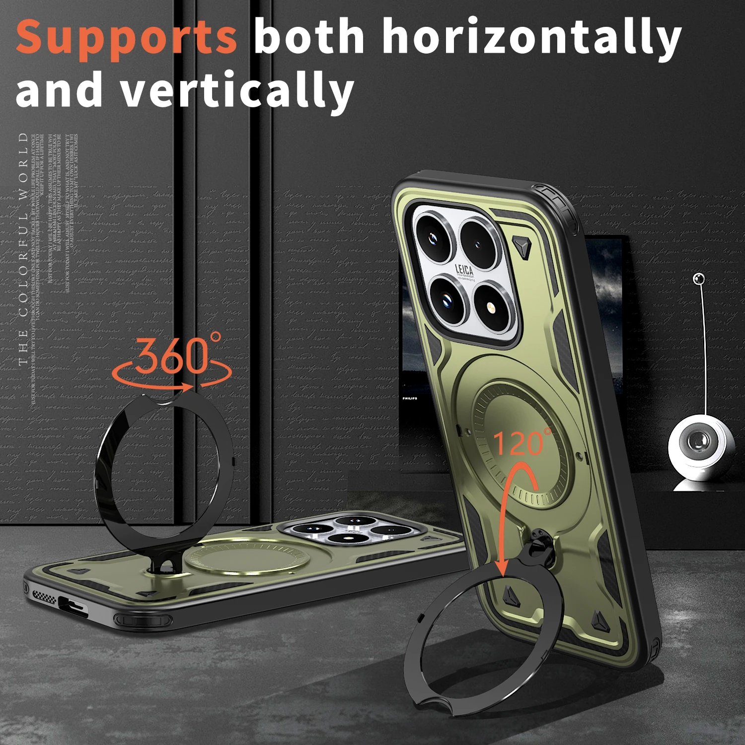 Premium Shockproof Rotating Magnetic Stand Phone Case with Armor Tough Protection