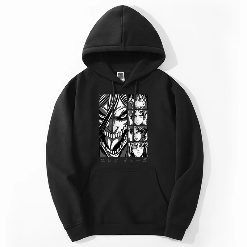 

2022 Winter Attack on Titan Mens Hoodies Sweatshirts Japan Anime Eren Levi Streetwear Hip Hop Bodywarmer Sportswear Tracksuit
