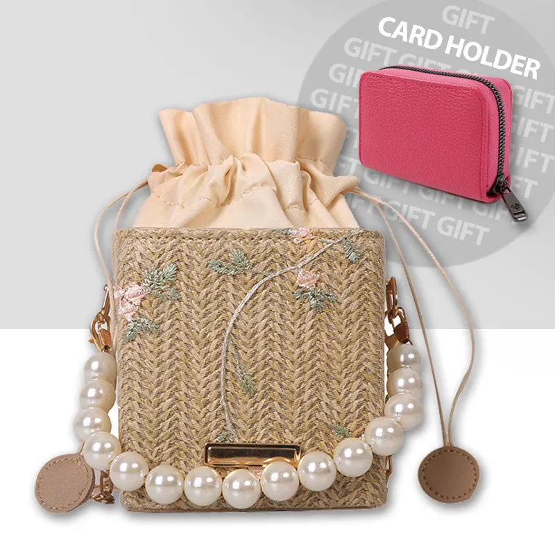 

Straw Bags for Women 2022 Summer Hand-Woven Rattan Bag Handmade Woven Purse Beach Bag Bohemia Bali Pearl Handbag bolsos mimbre