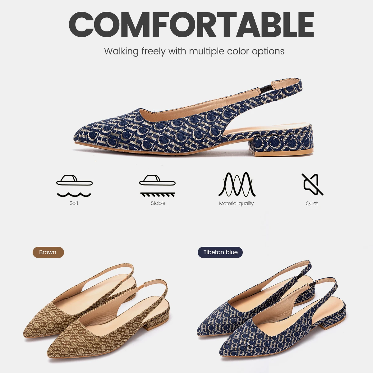 صنادل نسائية بكعب منخفض وحزام للكاحل، مقدمة مفتوحة...