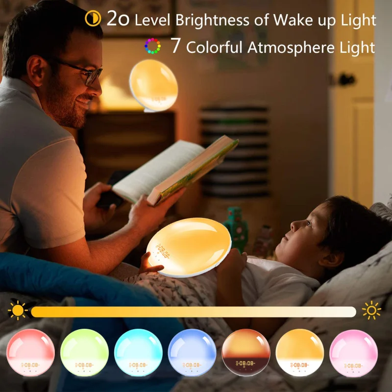 

3IGP smart touch color changing light digital alarm clock to simulate sunrise and sunset wake up bed lamp led night light