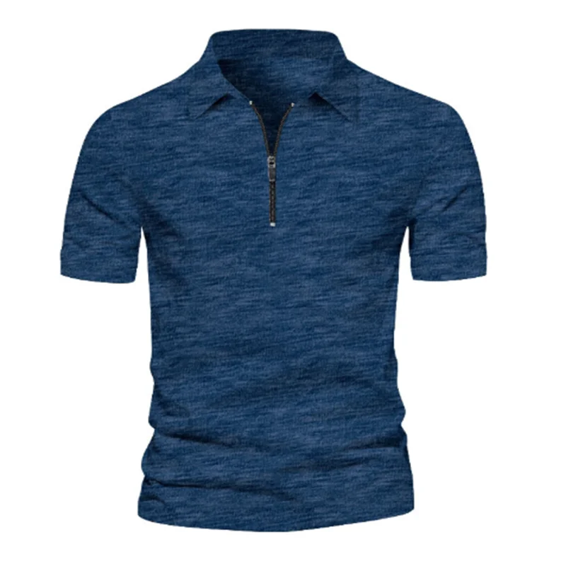 

Summer Fashion Men's Short-sleeved zipper tie dye striped polo shirt jacket slim Breathable sport color-changing poloT-shirt