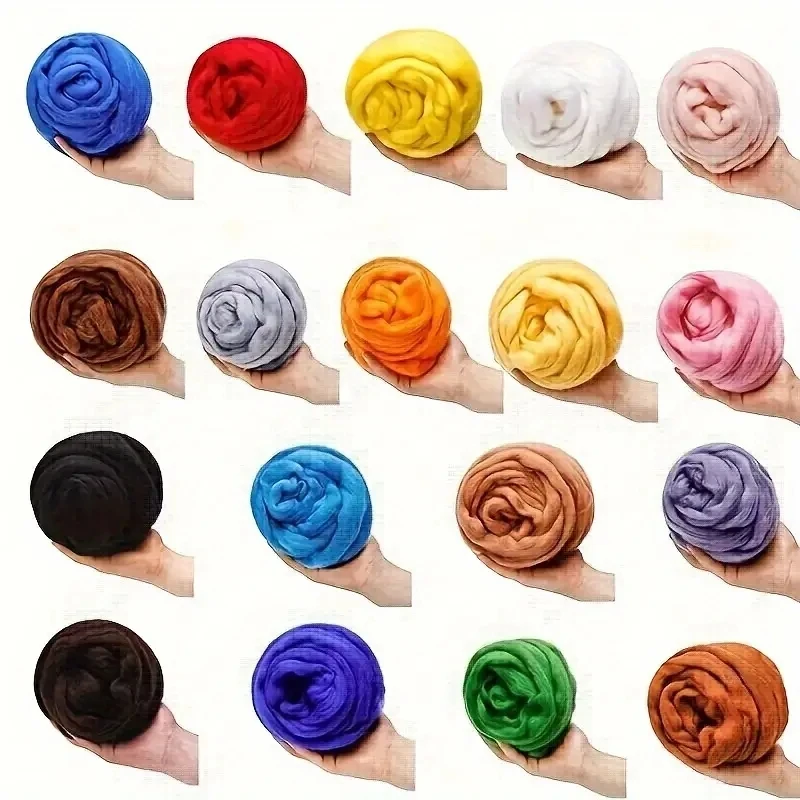 Needle Felting Kit Blended Roving 100g Needle Felting Wool Hand Dyed Wool Top Merino Mixed Natural Wool Roving