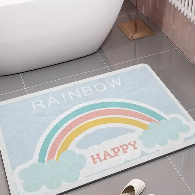 

Cartoon bathroom floor mat absorbent foot mat quick dry diatom mud toilet door mat dirty and non-slip cute household mat