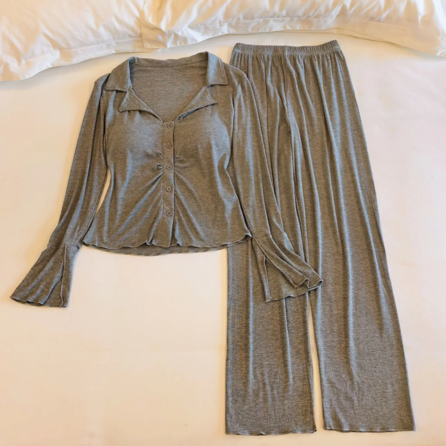 Komfort Modal Pyjamas Set Brust Pad Top Hose Anzug Frühling Herbst Langarm Nachtwäsche Für Schlafen Neue frauen Hause kleidung – Detail 9