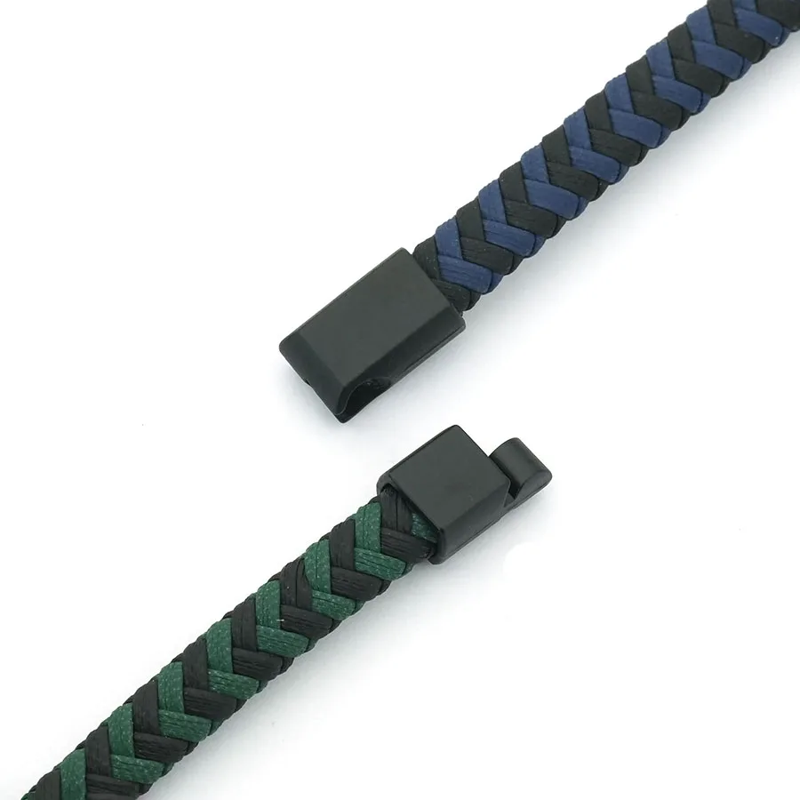 Handmade Leather Men Bangle Bracelet with Magnetic Buckle