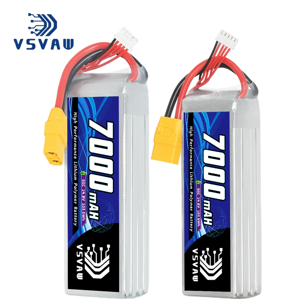 2Pcs VSVAW 14.8V 4S 7000mAh 50C/100C Lipo Battery Movie Shooting FPV Drone Helicopter Crossover RC Vehicle Lithium Battery
