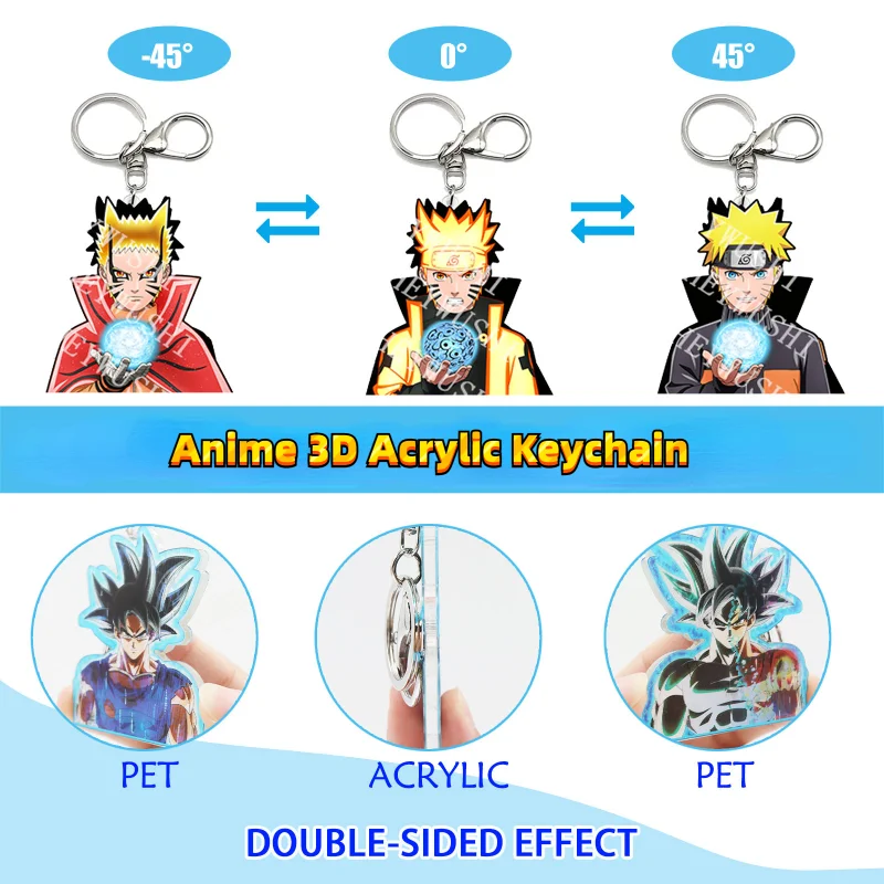 Anime 3D Gradiente Acrilico Portachiavi Demon Slayer Blade Seven Dragon Ball One Piece Genshin Naruto Bleach Portachiavi Accessori