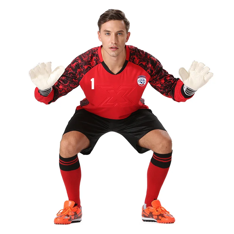 Adults Football Goalkeeper Uniform Mens Long Sleeve Protective Sponge Shirt Pants