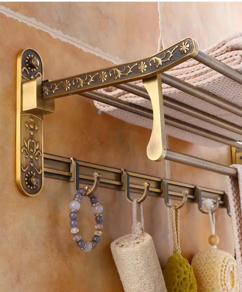 Description Picture 6 of itemAntique Bathroom Accessories Sets Aluminum Towel Shelf Toilet Paper Holder Soap Holder Towel Rack Tumble Holder Hooks