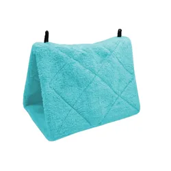 Cozy Winter Bird Hammock Hut - Plush Hanging Cave Bed for Parrots and Small Birds (Blue)