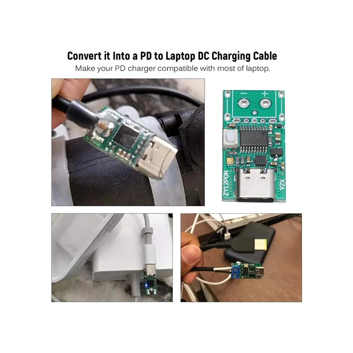 2 Pcs ZY12PDN USB-C PD2.0/3.0 to DC Converter Power Supply Module Decoy Fast Charge Trigger Poll Polling Detector Tester
