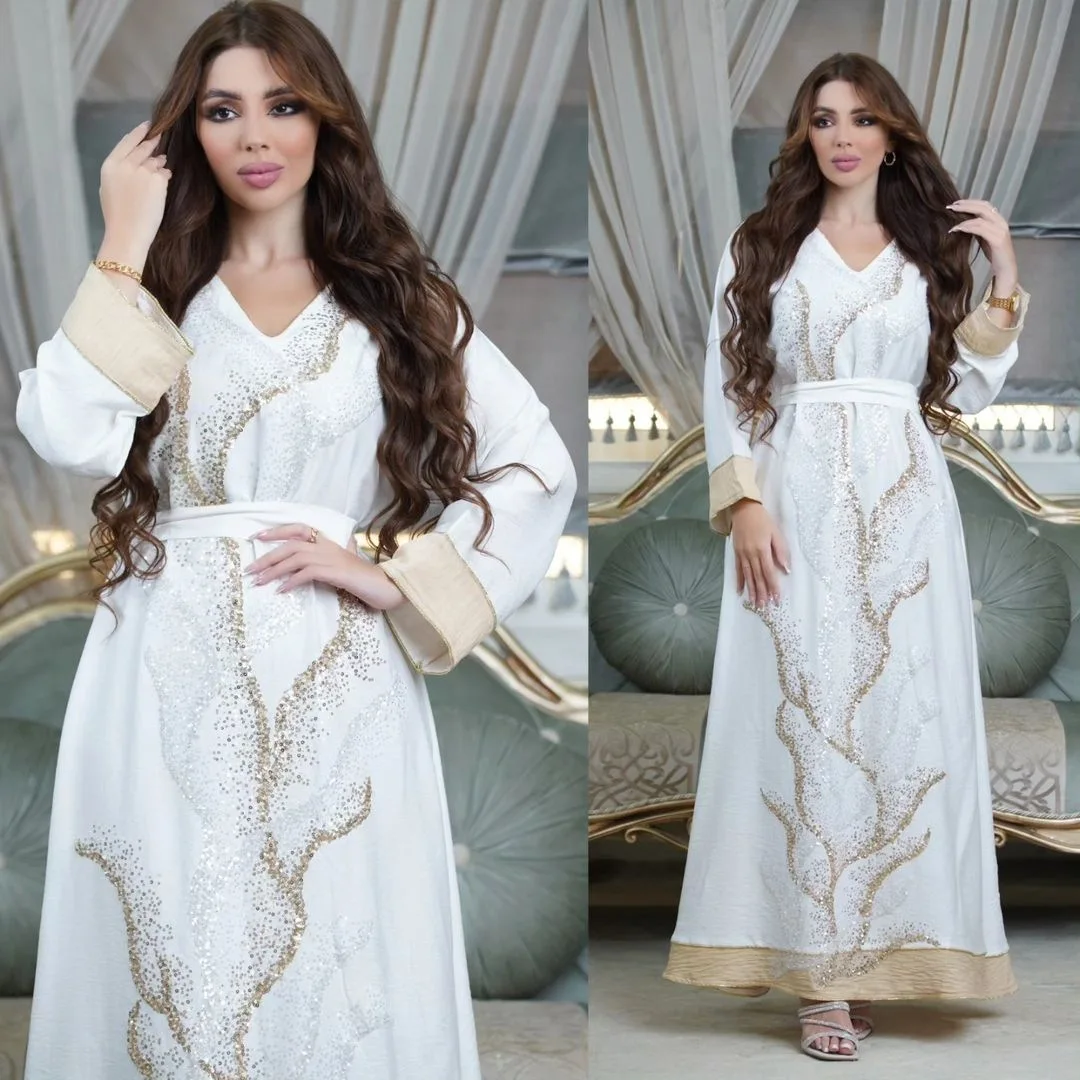 

Luxury Middle East Muslim Dress for Women Eid Arabic Dubai Abaya Islamic Party Jalabiya Turkey Dresses Moroccan Kaftan Robe