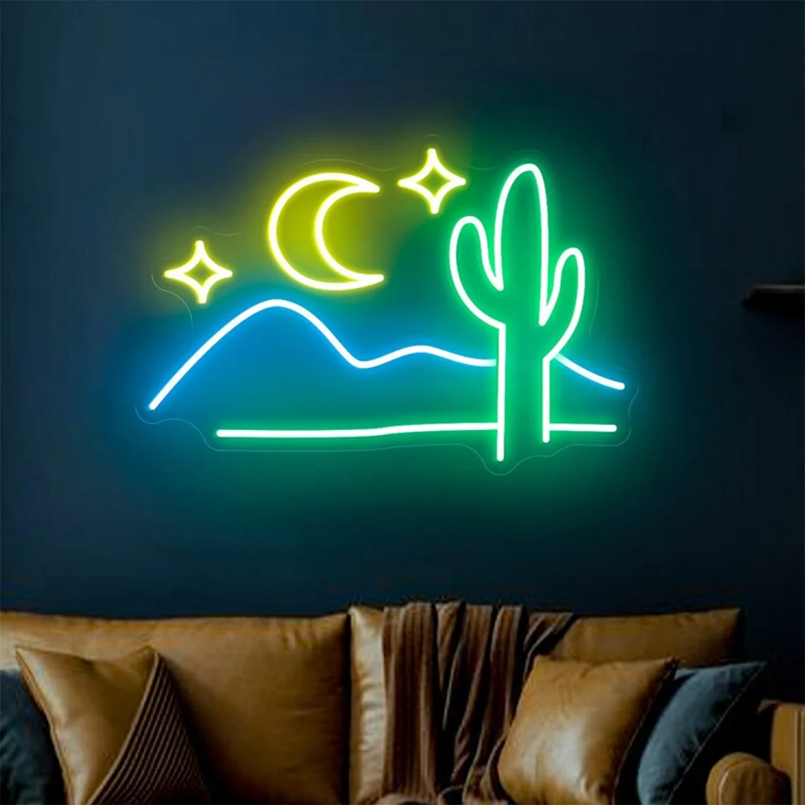 

Desert Cactus Moon Neon Sign Star Moon Led Light Decor Aesthetic Wall Sunrise Sunset Art Home Bedroom Company Wall Decor