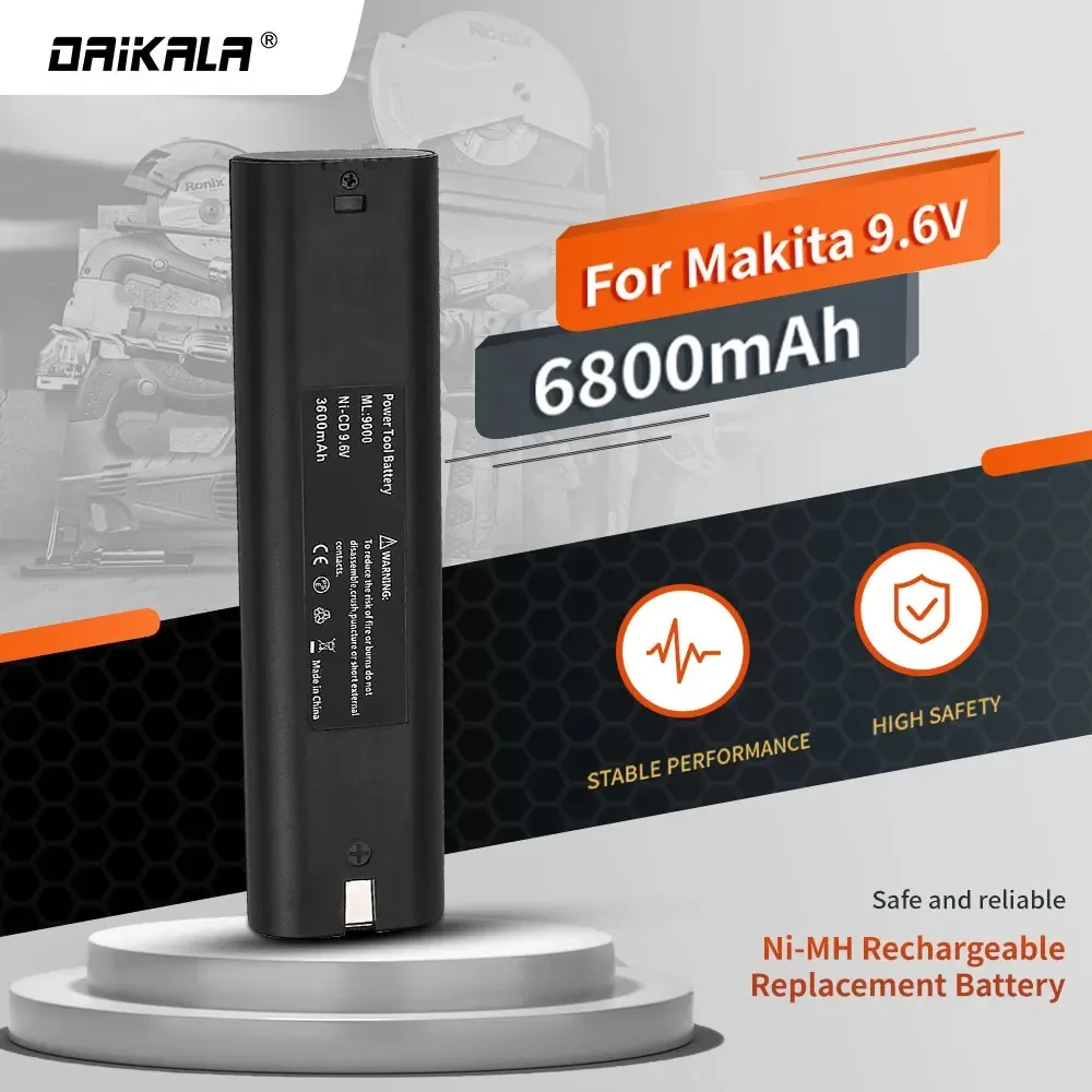 

9.6V 3600mAh Ni-MH Rechargeable Replacement Battery for Makita Mak 6095D 9000 9001 9002 9033 9034 632007-4 9600 193890-9 5090D