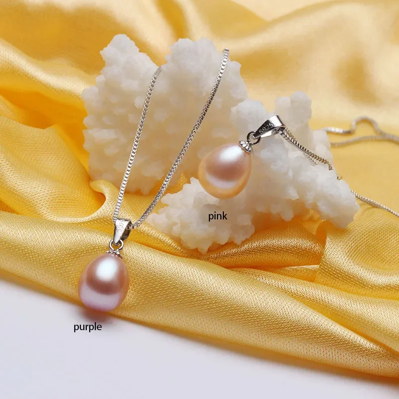 Pendant Necklace Silver Necklace Silver Pendant Natural Freshwater Pearl Pendant Necklace Women Simple Fashion 925Sterling Silver Jewelry Gift for Mother