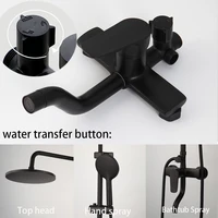 KEMAIDI Matte Black Rainfall Shower Faucet Bathtub Shower Systerm W/hand Sprayer Faucets Exposed Shower Set For Outdoor Bath 2