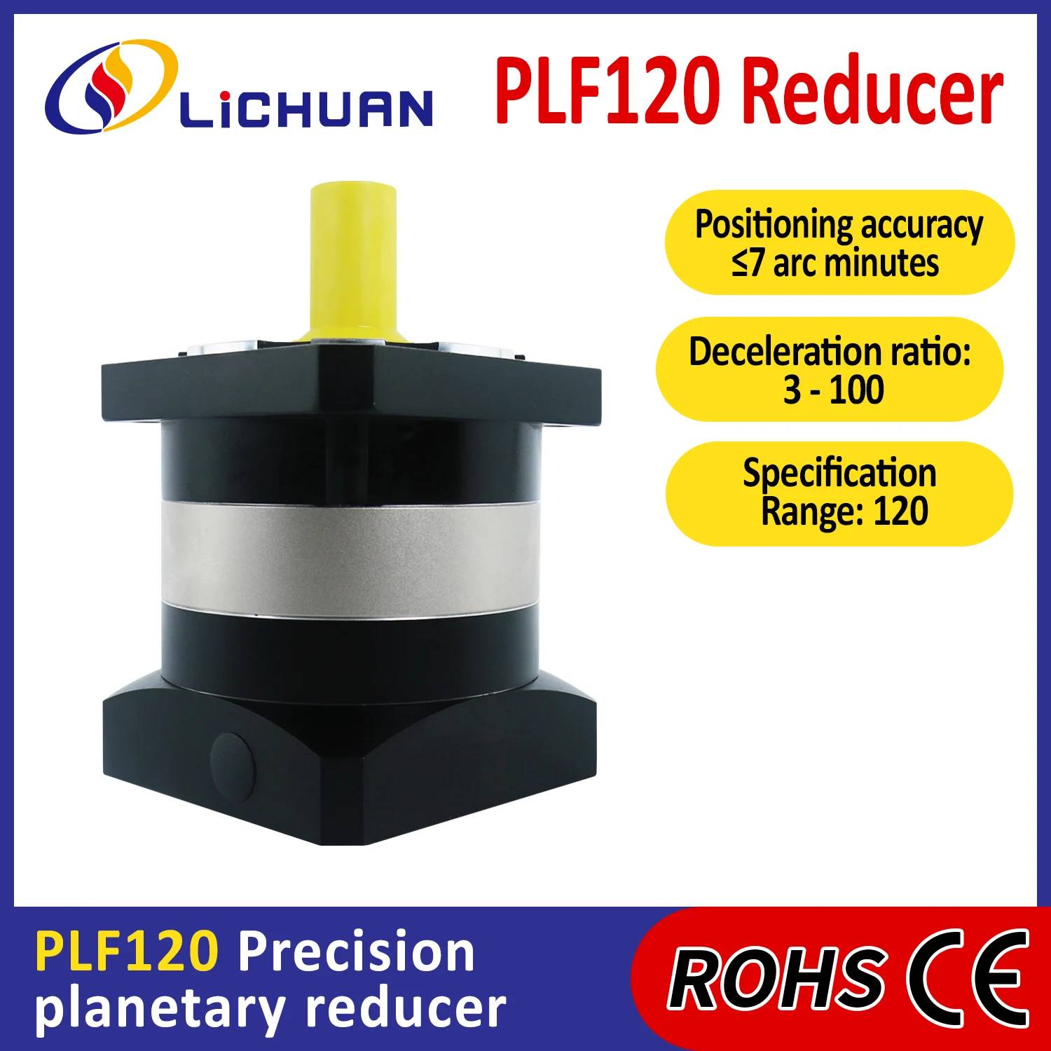 Lichuan PLF120 High Precision Torque 120mm Planetary Speed Reducer Gearbox 3:1~100:1 Planetary Reducer Gearbox for Servo/Stepper