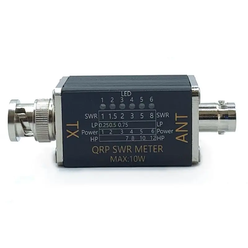 ABLU-BNC 웨이브 미터 파워 미터 1-30Mhz 10W 6 LED 표시등 휴대용 SWR 미터 SO239