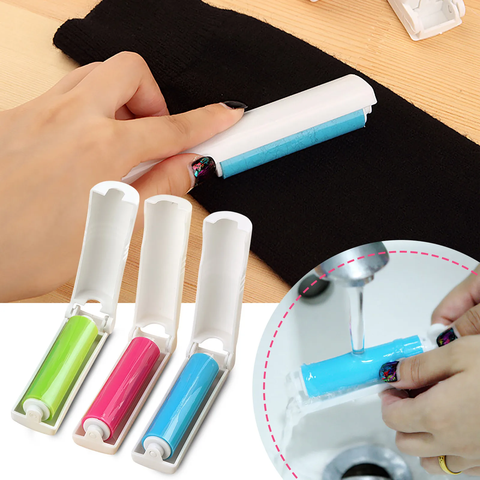 Washable Lint Roller Clothes Sticky Dust Crumbs Brush Pet Hair Remover Cleaner 