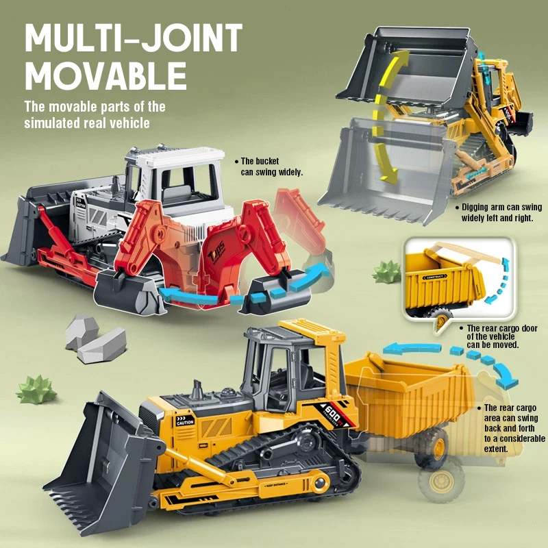 Engineering Vehicle Model Double Head Excavator Bulldozer Children Educational Diecast Construction Vehicle Toy Kids Boy Gift