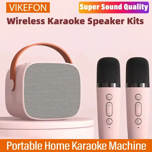 Portable Wireless Dual Microphones Karaoke Machine HomeKTV DSP