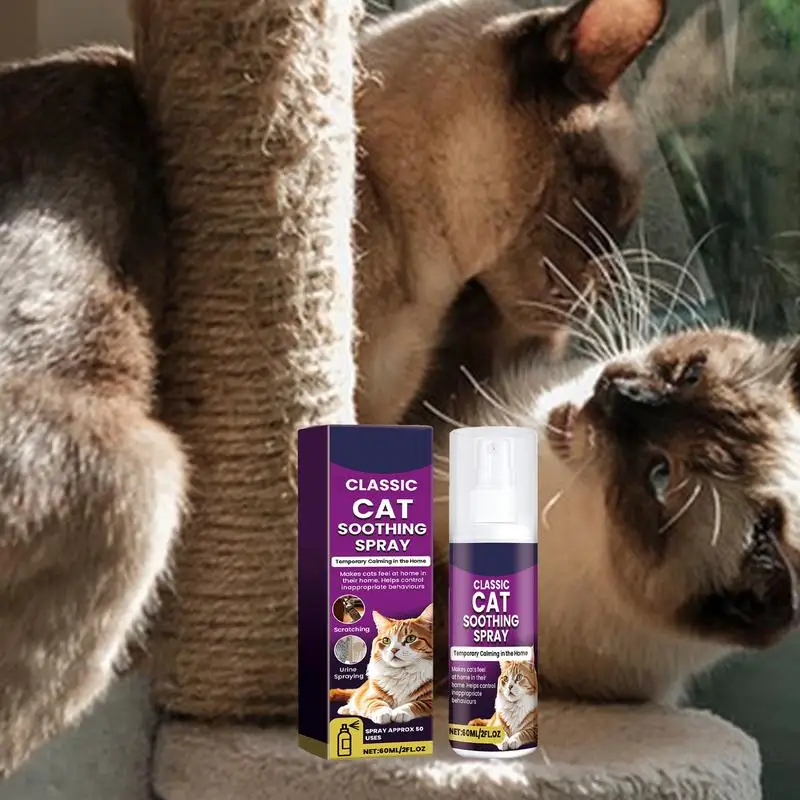 Cat Stress Relief Spray 100ml Scratch Prevention Cat Facial Spray Natural Plant-Based Acts Quickly Calming For