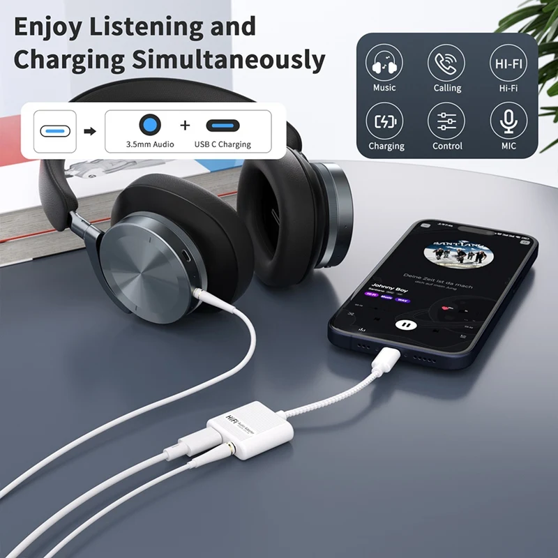 USB-C To 3.5Mm Audio Charge Adapter, 60W PD, Type C Aux Converter-Y47A