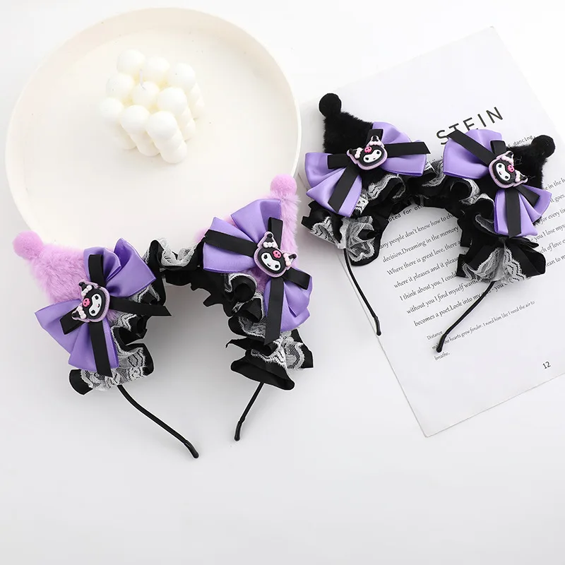 

Animation Kuromi Hair Band Sanrioed Kawaii Princess Hair Accessories Wash and Make Up Moisture-Proof Hair Accessories Girl Gift