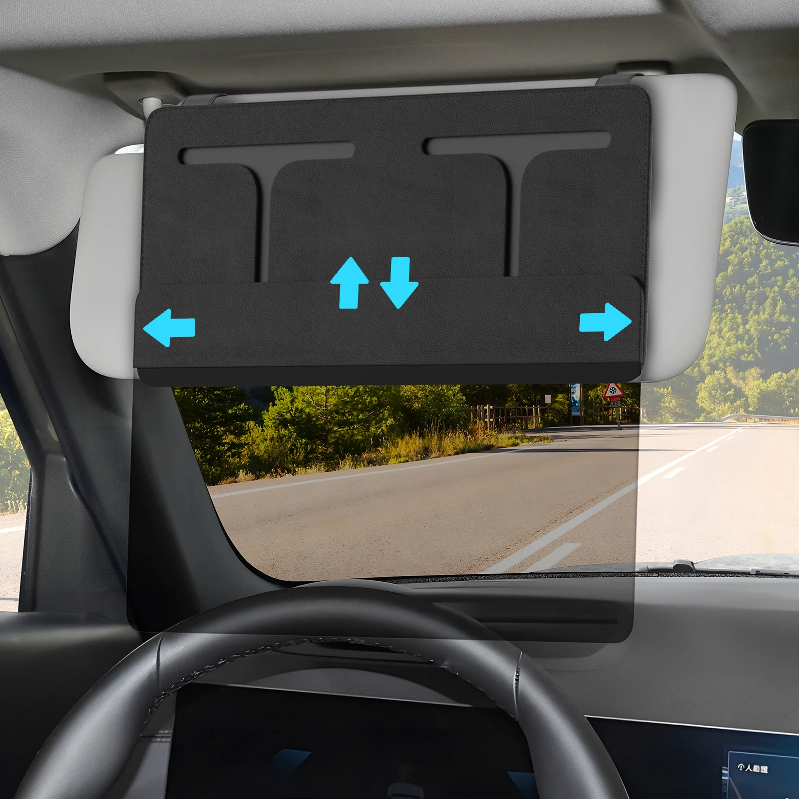 Sun Visor for Car Adjustable Extension Car Visor Sun Shade for Safe Driving Black