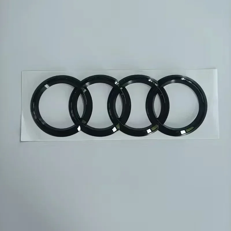 아우디 2013-2022 Q3 4링 로고 ABS 블랙 202mm 자동차 후드 프론트 그릴 엠블럼 리어 트렁크 배지 Q3 스티커 콰트로 S라인 엠블럼 (Q3 용)