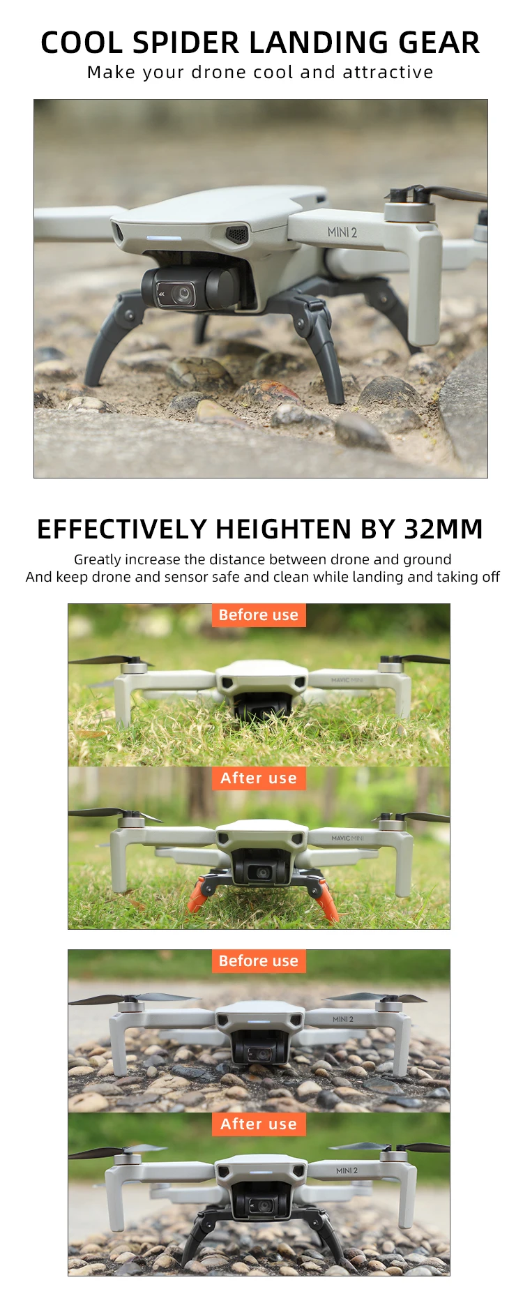 For DJI Mavic MINI 2 Landing Gear Heightened Gears Support Leg Protector  For DJI Mini 2/SE/Mavic Mini Drone Accessories