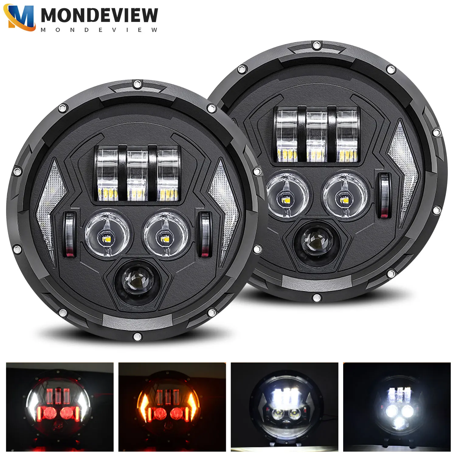 

7-дюймовые Автомобильные фары monотклоew H4 H13 R8 Wrangler 80 Вт лм 32 в