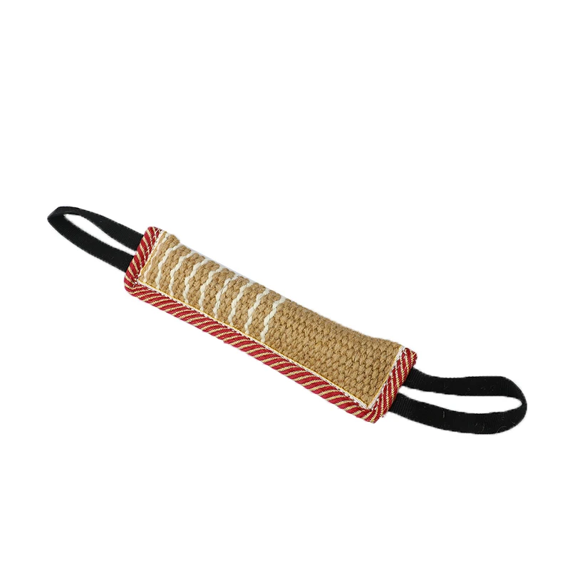Durable Dog Training Tug Toy Bite Pillow Jute Bite Toy Sleeve 2Rope Handles Large Dog Training Interactive Play Chewing Dog Training Supplies Dog Chew Toys