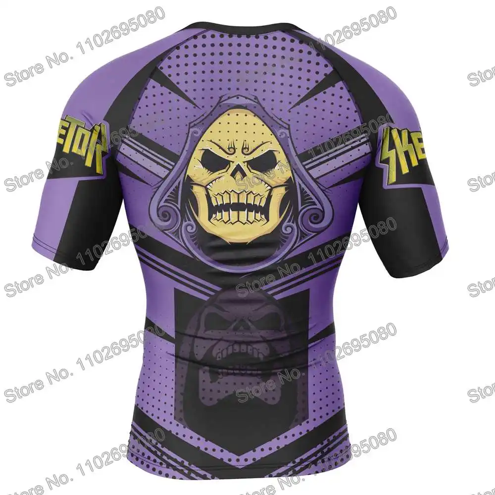 Skeletor He-man Surf Clothing BJJ MMA Men Cartoon Rash Guard Diving T-Shirt Tight Swimwear Summer Beach Floatsuit Women GYM Tops