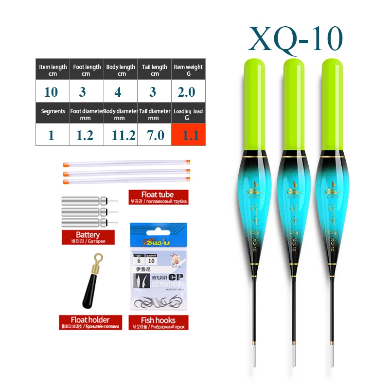 3 Leuchtende Schwimmer + 3 CR425 + 3 Röhren + 1 Tasche mit Haken + 1 Bojenhalter Elektrische Nano-Süßwasser-Bobber Werkzeuge Zubehör Angelausrüstung – Detail 5
