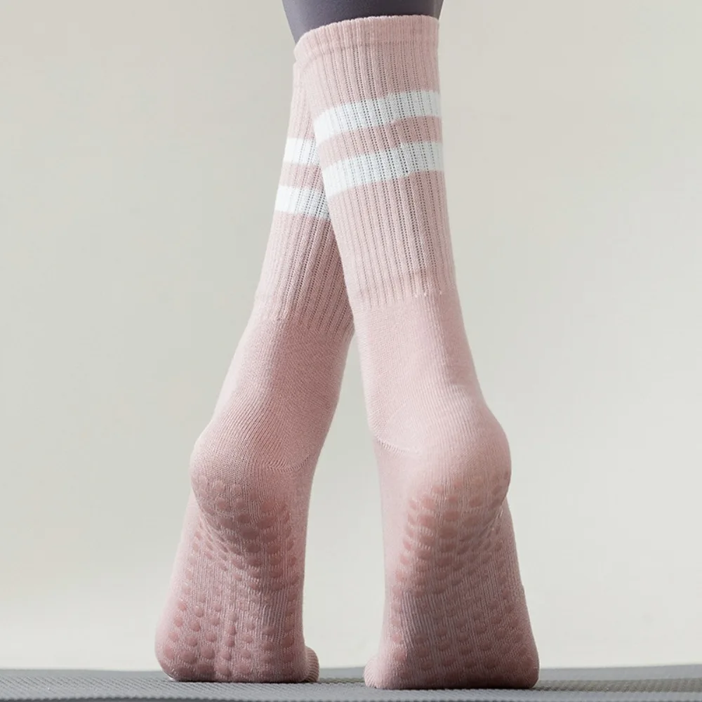 

Winter Breathable Sports Soft Solid Color Stripe Yoga Socks Women Socks Korean Style Socks Middle Tube Hosiery Cotton