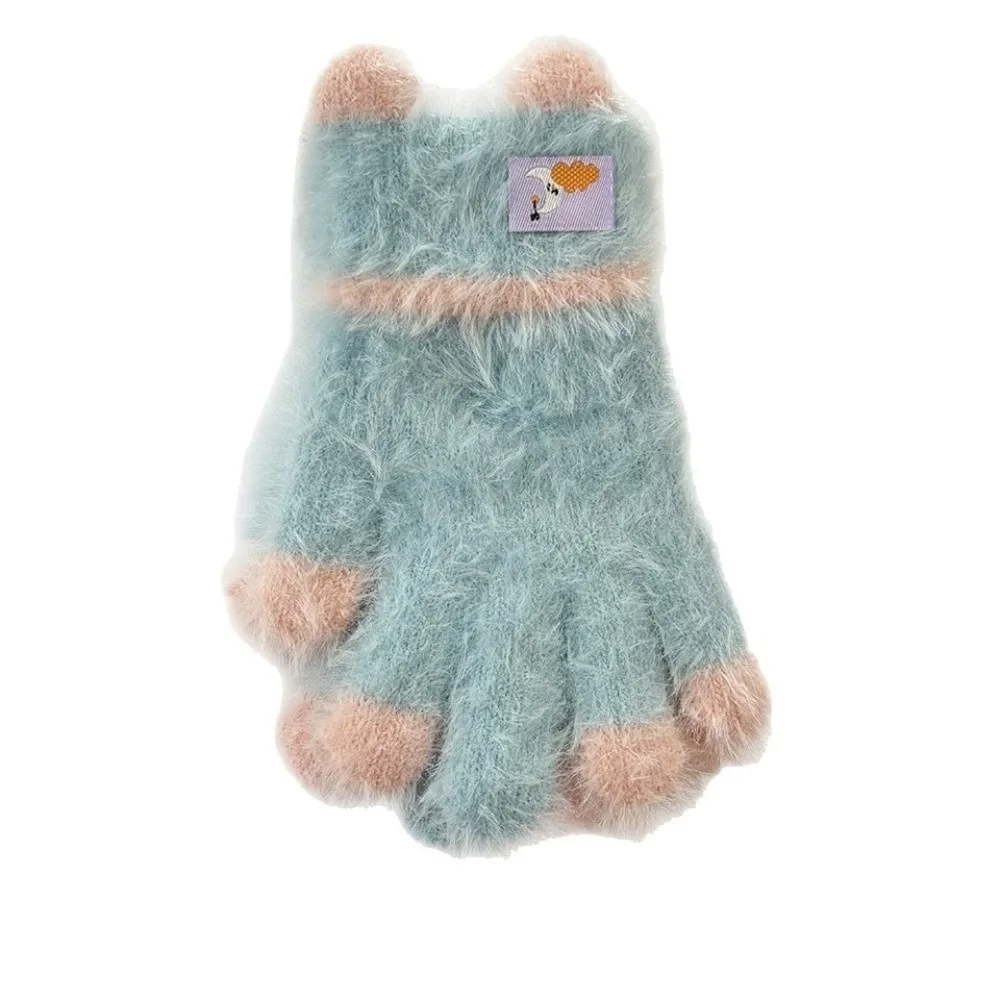 A Pair Mink-Like Toddler Gloves 3-8Years Long-Hair Material Winter Warm Gloves Thick Warm Children's Gloves Playing in Snow