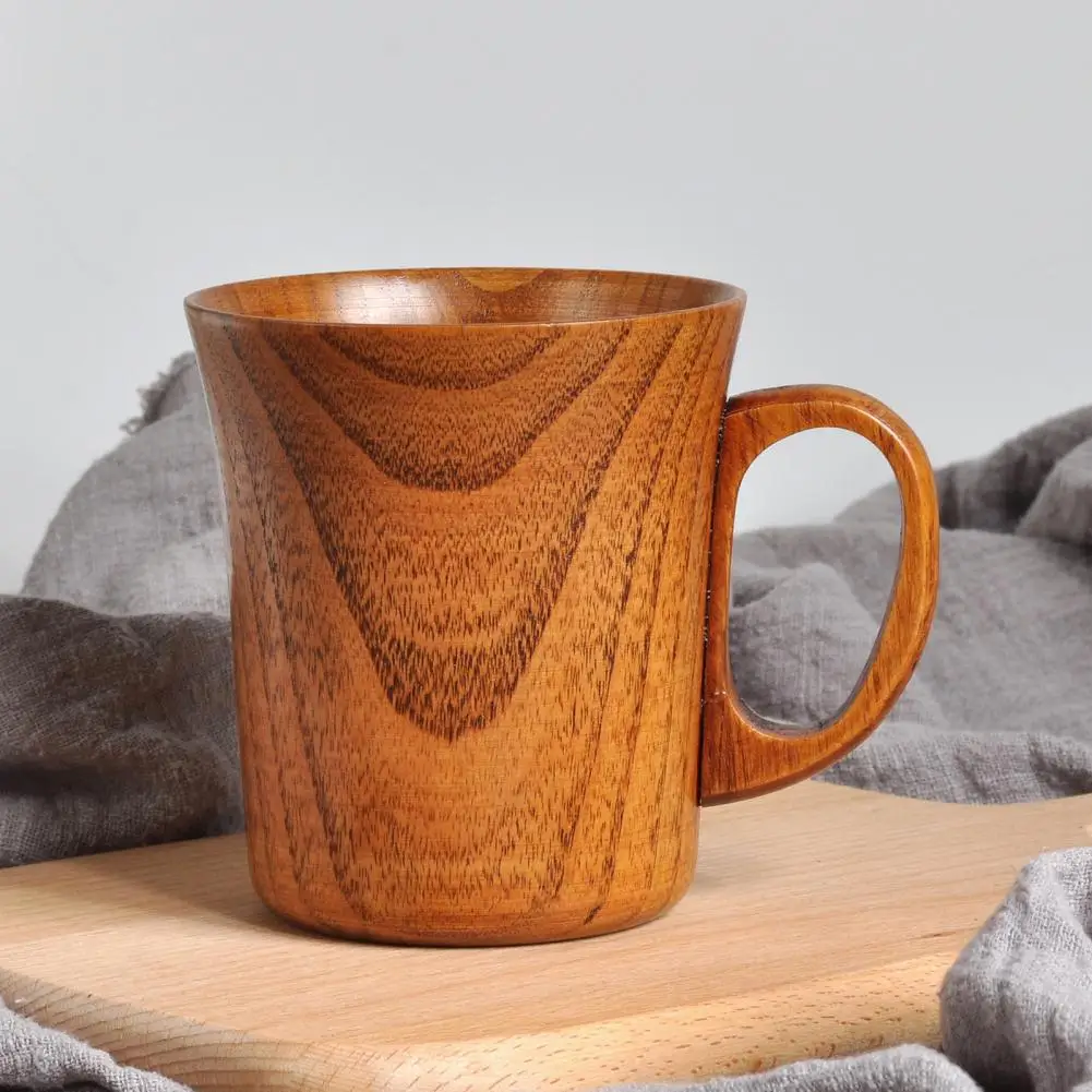 

280ml Coffee Mug with Handle Japanese Style Drinkware Natural Jujube Wood Tea Beer Milk Mug Home Supplies Drinking Mug Wood Cup